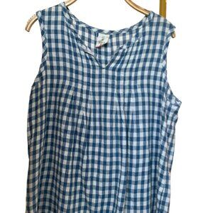 Blue Gingham Sleeveless Blouse
